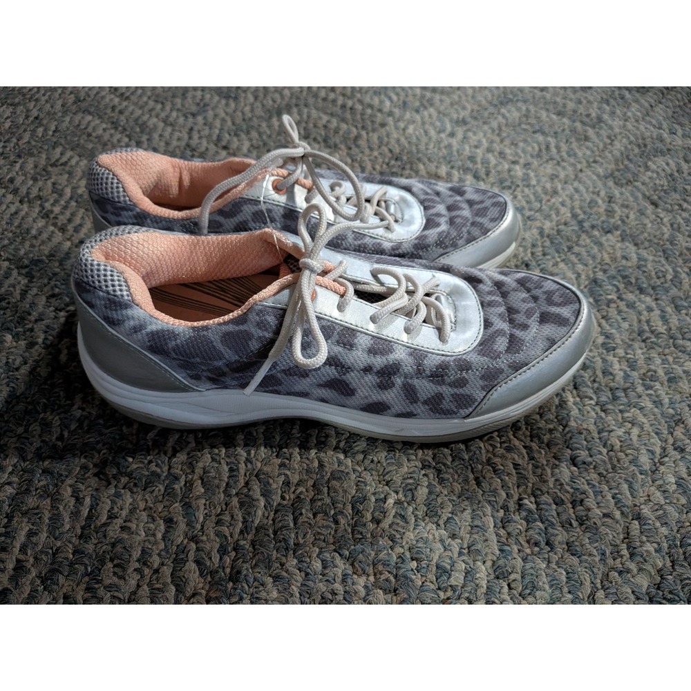 Vionic Neptune 9003 Womens 10 Grey Leopard Walking Sneakers Silver Metallic